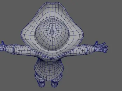 Cartoon Musketeer Character 3D Model Low-poly 3D model