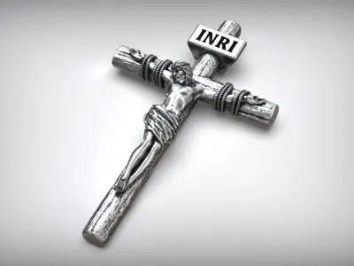 Jesus Christ Cross Christian Catholic Pendant 3D print model