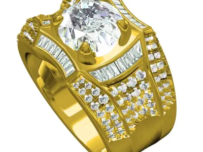 Antique Vintage Style Cocktail Ring for Men 3D print model