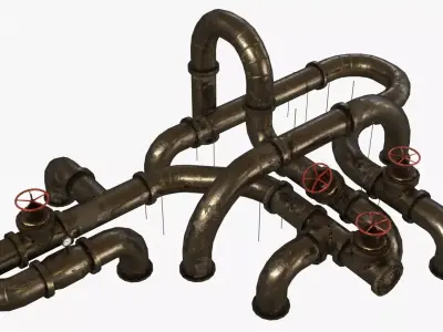 Steampunk Pipes Low-poly 3D model