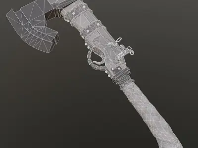 AXE GUN Low-poly 3D model