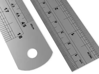 Steel Ruler Low-poly 3D model