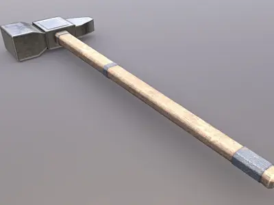 Hammer - Silver Low-poly 3D model