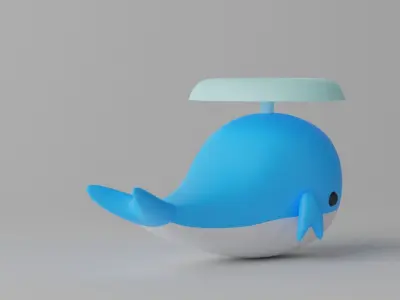 Cartoon Cute Whale 3D model purchase