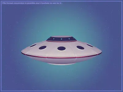 Flying Saucer - Cartoon UFO - Alien Fantasy Vehicle Low-poly 3D model