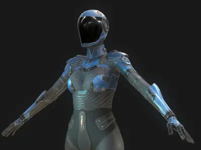 Female Cyborg Low Poly Low-poly 3D model
