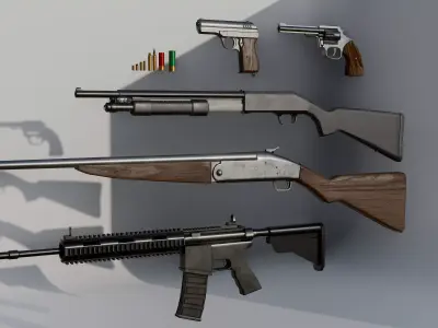 Low Poly Gun Pack Low-poly 3D model