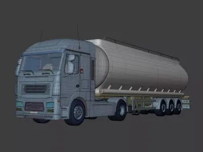 Generic Fuel Tanker Truck - Semi Trailer - Tank 3D model