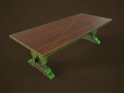 Old dining table Low-poly 3D model