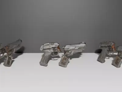 Device02 Blaster Gun Broken in Half LowPoly LOD Low-poly 3D model