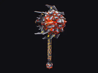 Hammer Stone Sledgehammer StormBreaker Mallet Maul Mace Low-poly 3D model