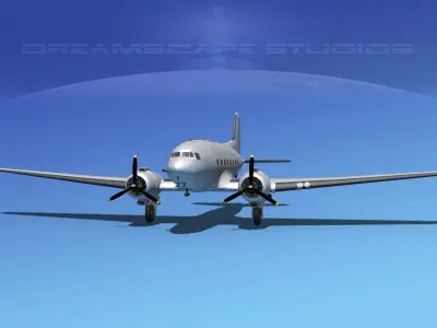 Douglas DC-3 Bare Metal 3D model