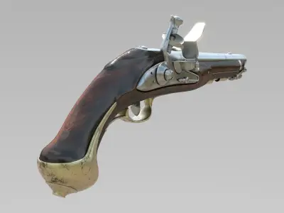Flintlock Pistol Historic gun 3D model