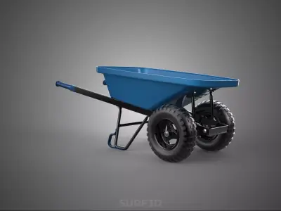 HEAVY DUTY TWIN WHEEL HAND CART WHEELBARROW TROLLEY WAGON TRAY 3D model