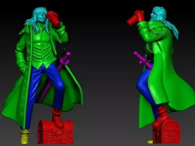 Captain John - Rocks Pirates - ONE PIECE - split part 3D print model