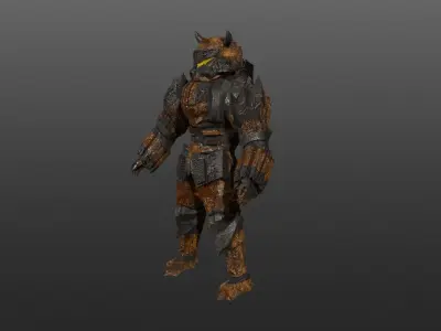 Cyborg armored samurai Low-poly 3D model