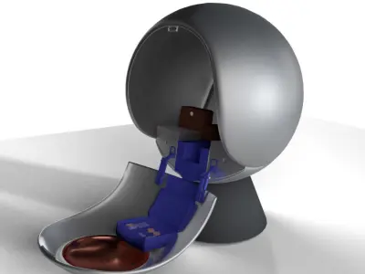 Spaceship 4 silver and copper ball Low-poly 3D model