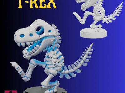 Runaway Bone STL File Chibi Skeleton T Rex Dinosaur 3D print model