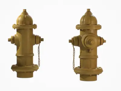 Firehydrant painted yellow Low-poly 3D model
