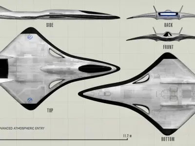 Sci-Fi X-107 Advanced Atmospheric Entry Vehicle 3D Model Low-poly 3D model