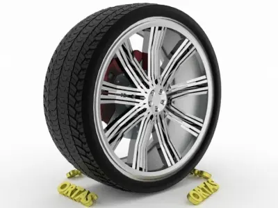 ORTAS CAR WHEEL RIM 121 GAME READY WHEEL RIM TIRE 3D model