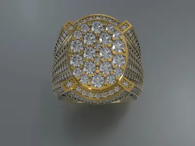 MEN RING WITH BIG  DIAMONDS 3D print model
