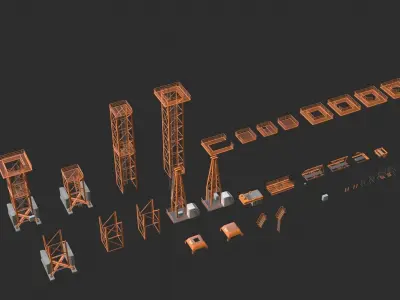 Tower Crane Modular Collection 3D Model Pack