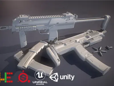 HIE Game Ready  MP7 D180614 Low-poly 3D model