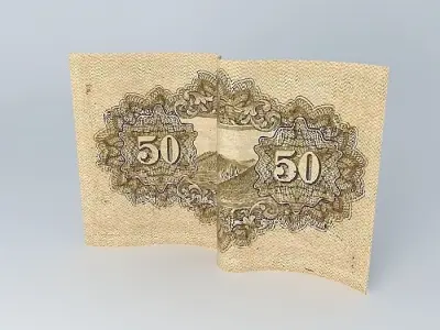 Japan WW2 50 YEN BankNote Hiroshima 1945 Free 3D model