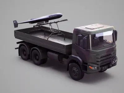 Military Transport Truck with Drone Launcher Geran-2 3D model