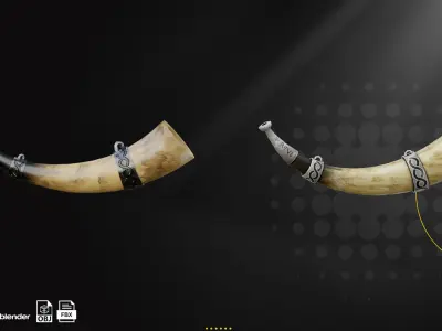 FREE 6 Viking Horn and Tutorial Free low-poly 3D model