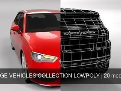 HUGE VEHICLES COLLECTION LOWPOLY 3D Model Pack