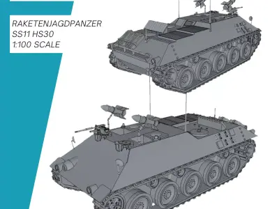 Raketenjagdpanzer SS11 auf HS30 3D print model