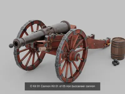 O Kit 01 Cannon Kit Field and Navy Gunpowder Cannon Kit 3D Model Pack