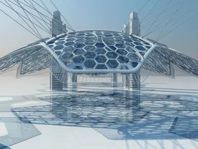 Futuristic Architectural Structure 15 3D model purchase