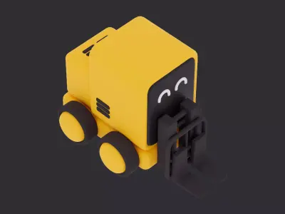 Cute Low Poly Forklift Character 3D model