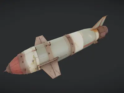 rusty military missile or torpedo 3D model