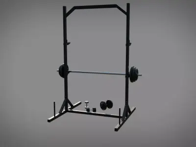 Gym power rack Low-poly 3D model