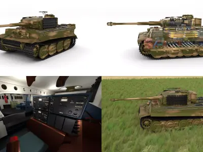 Fully built Panzer Tiger Tank Late 1944 HDRI v2  3D model