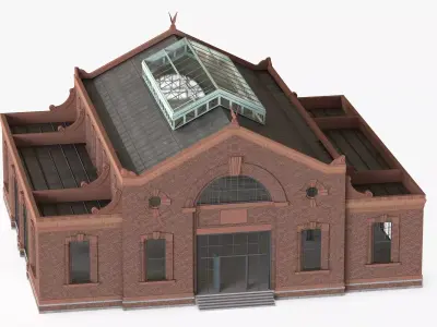 Game Ready Old Industrial Building 07 Modular Interiror and E... 3D model