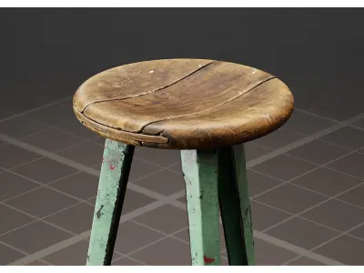 Old Industrial Workshop Bar Stool Chair 3D model