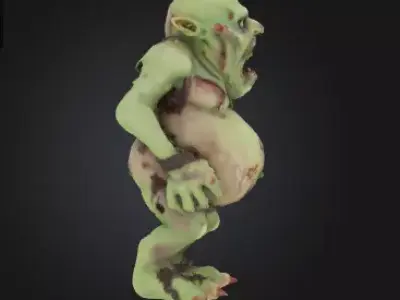Zombie Dwarf 3D Model Realistic Horror Sculpture Free 3D print model