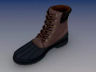 Jasper Mid Shaft Boots Brown Leather 3D model