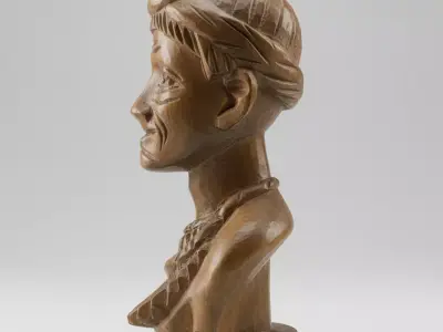 Wooden Tribal Bust  Handcrafted Style 3D Sculpture Model 3D model