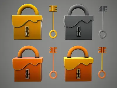PADLOCK  8 CARTOON STYLIZED Low-poly 3D model
