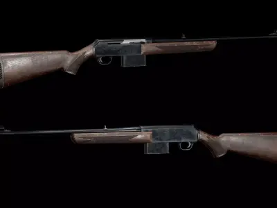 Game Ready BAR MK2 Safari Rifle PBR Rigged Low-poly 3D model