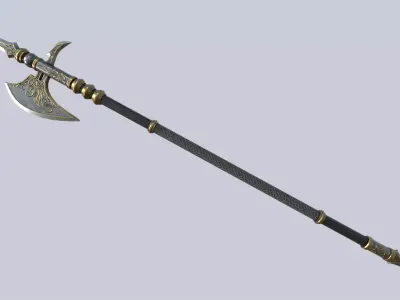 Fantasy halberd Low-poly 3D model