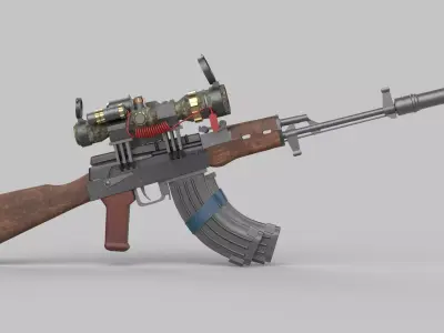 sniper rifle Low-poly 3D model 11