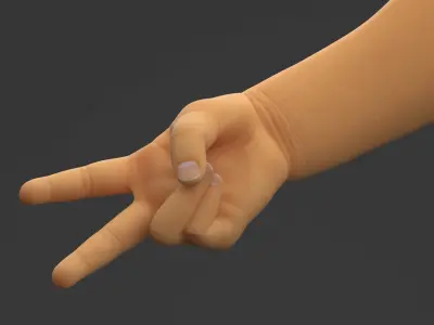  Asian Baby Hand Victory Gesture 