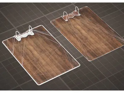 Old Wooden Clipboard with Rusty Ring Binder  Low-poly 3D model